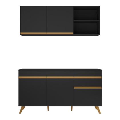 Armário de Cozinha Compacta Veneza GB Multimóveis MP2079 Preta Imagem de Armário de Cozinha Compacta Veneza GB Multimóveis MP2079 Preta