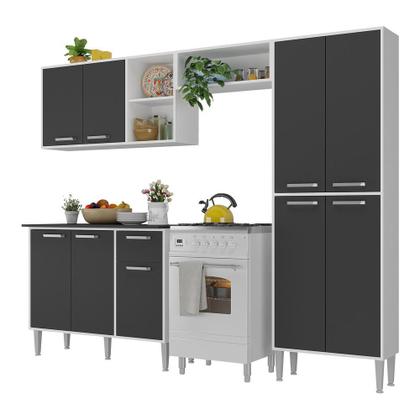 Imagem de Armário de Cozinha Compacta Xangai Plus Multimóveis Branco preto