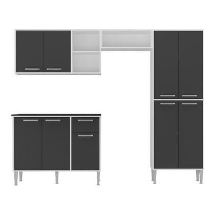 Imagem de Armário de Cozinha Compacta Xangai Plus Multimóveis Branco preto