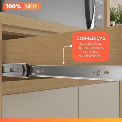 Imagem de Armário De Cozinha Completa 100% Mdf 12 Portas 5 Gavetas Cléo Madeirado/off White Nesher Madeirado/off White