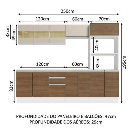 Imagem de Armário de Cozinha Completa 100% MDF 250 cm Smart Madesa 02