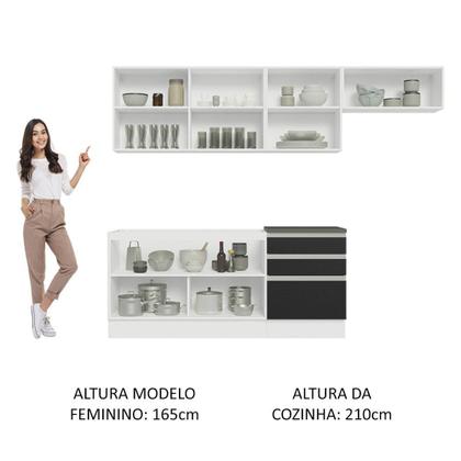 Imagem de Armário de Cozinha Completa 100% MDF 260cm Branco/Preto Acordes Madesa 03