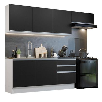 Imagem de Armário de Cozinha Completa 100% MDF 260cm Branco/Preto Acordes Madesa 03