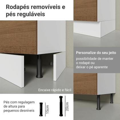 Imagem de Armário de Cozinha Completa 100% MDF 290 cm Branco/Rustic/Crema Smart Madesa 01