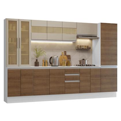 Imagem de Armário de Cozinha Completa 100% MDF 290 cm Branco/Rustic/Crema Smart Madesa 01