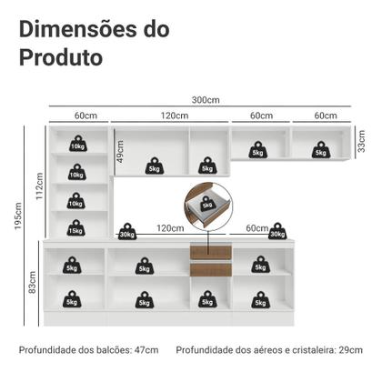 Imagem de Armário de Cozinha Completa 100% MDF 300 cm Smart Madesa 04