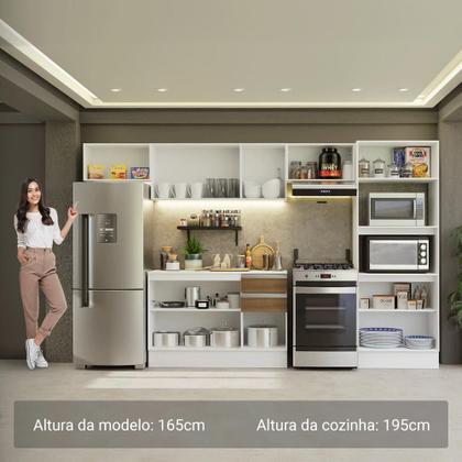 Imagem de Armário de Cozinha Completa 100% MDF 310 cm Branco/Rustic/Crema Smart 01 XA