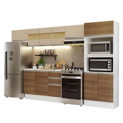 Imagem de Armário de Cozinha Completa 100% MDF 310 cm Branco/Rustic/Crema Smart 01 XA