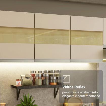 Imagem de Armário de Cozinha Completa 100% MDF 310 cm Branco/Rustic/Crema Smart 01 XA