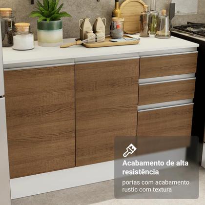 Imagem de Armário de Cozinha Completa 100% MDF 310 cm Branco/Rustic/Crema Smart 01 XA