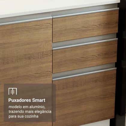 Imagem de Armário de Cozinha Completa 100% MDF 310 cm Branco/Rustic/Crema Smart 01 XA