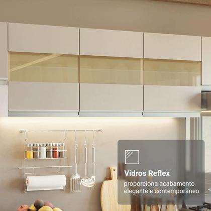 Imagem de Armário de Cozinha Completa 100% MDF 310 cm Branco/Rustic/Crema Smart 02