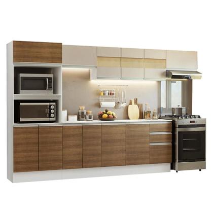 Imagem de Armário de Cozinha Completa 100% MDF 310 cm Branco/Rustic/Crema Smart 02