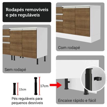 Imagem de Armário de Cozinha Completa 100% MDF 310 cm Branco/Rustic/Crema Smart 02