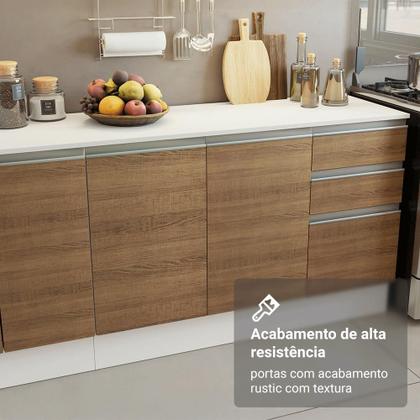 Imagem de Armário de Cozinha Completa 100% MDF 310 cm Branco/Rustic/Crema Smart 02