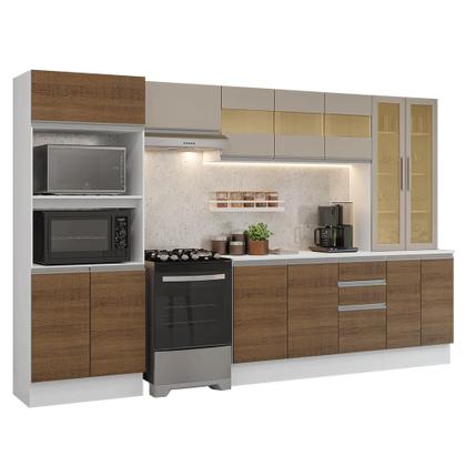 Imagem de Armário de Cozinha Completa 100% MDF 310 cm Branco/Rustic/Crema Smart Madesa 04