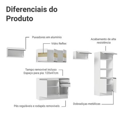 Imagem de Armário de Cozinha Completa 100% MDF 310 cm Branco Smart 01 XA