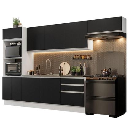 Imagem de Armário de Cozinha Completa 100% MDF 330cm Branco/Preto Acordes Madesa 06