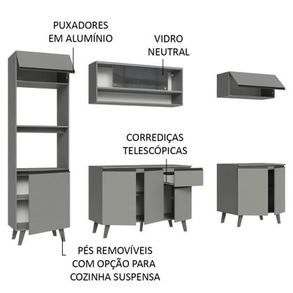 Imagem de Armário de Cozinha Completa 260cm Cinza Nice Madesa 01