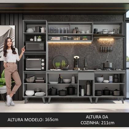 Imagem de Armário de Cozinha Completa 260cm Cinza Nice Madesa 01