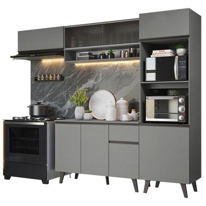 Imagem de Armário de Cozinha Completa 260cm Cinza Nice Madesa 04