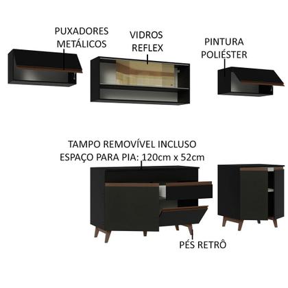 Imagem de Armário de Cozinha Completa 260cm Preto Reims Madesa 11