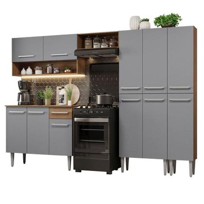 Imagem de Armário de Cozinha Completa 261cm Rustic/Cinza Emilly Madesa 02