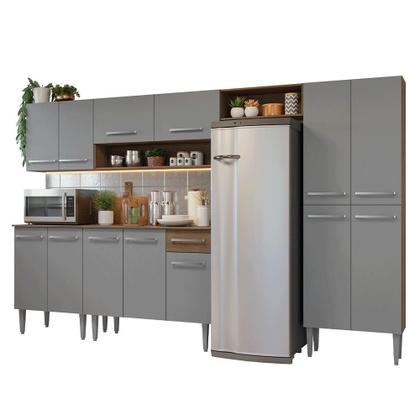 Imagem de Armário de Cozinha Completa 293cm Rustic/Cinza Emilly Madesa 011