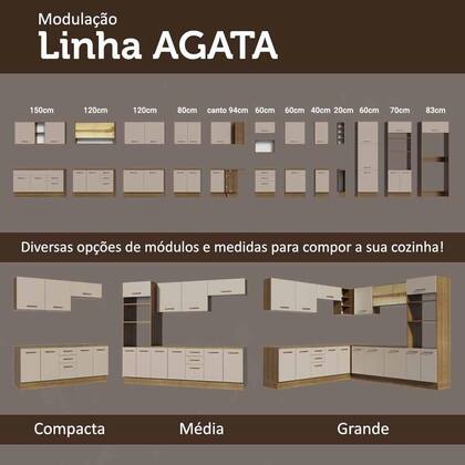 Imagem de Armário de Cozinha Completa 310 cm Rustic/Crema Agata Madesa 01