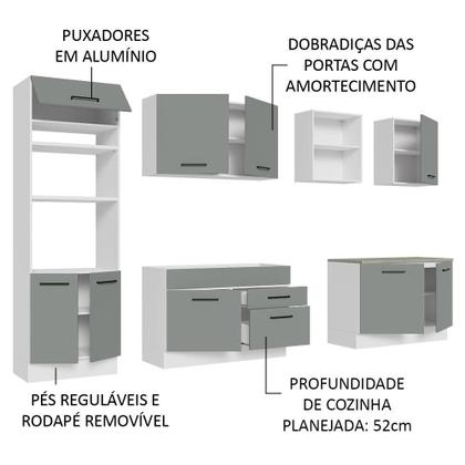 Imagem de Armário de Cozinha Completa 310cm Branco/Cinza Agata Madesa 02