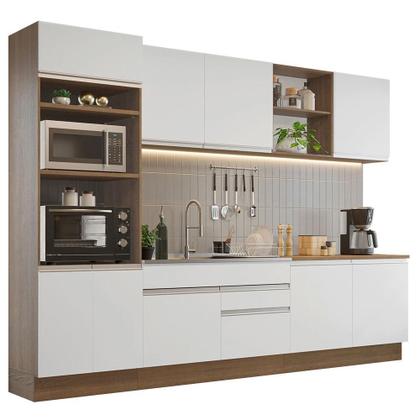 Imagem de Armário de Cozinha Completa 310cm Rustic/Branco Glamy Madesa 02