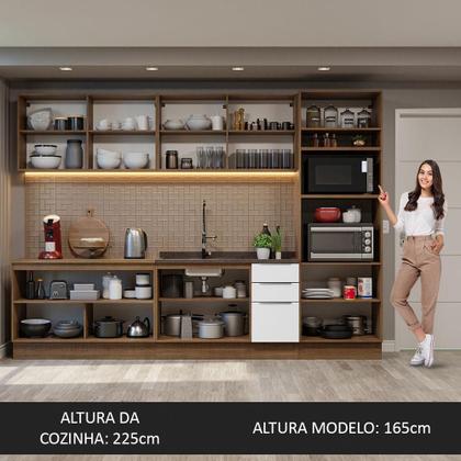 Imagem de Armário de Cozinha Completa 310cm Rustic/Branco Stella Madesa 01