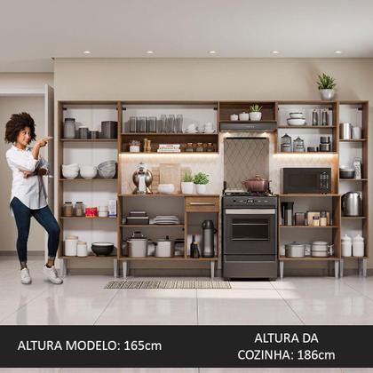 Imagem de Armário de Cozinha Completa 325cm Preto/Rustic Emilly Joy Madesa