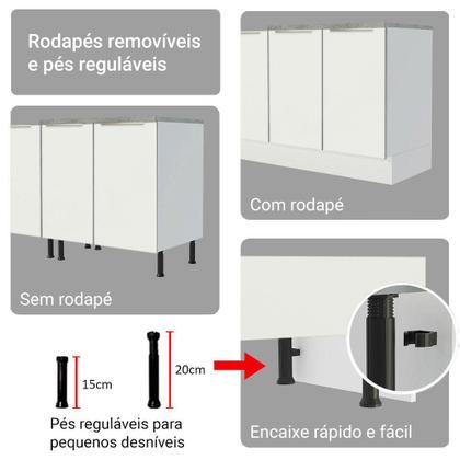 Imagem de Armário de Cozinha Completa 340cm Branco/Branco Veludo Lux Madesa 02