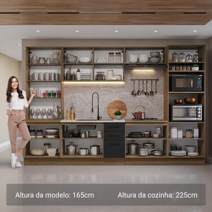 Imagem de Armário de Cozinha Completa 340cm Rustic/Preto Agata Madesa 01