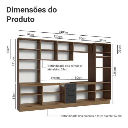 Imagem de Armário de Cozinha Completa 340cm Rustic/Preto Agata Madesa 01