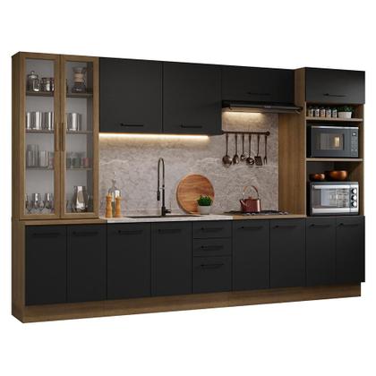 Imagem de Armário de Cozinha Completa 340cm Rustic/Preto Agata Madesa 01