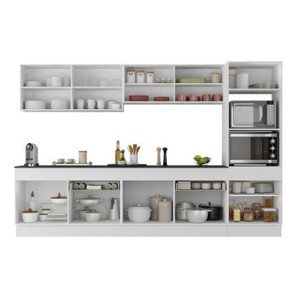 Imagem de Armário De Cozinha Completa 5 Peças Com Rodapé Mp2175 Made Multimóveis Branco/preto Branco/preto