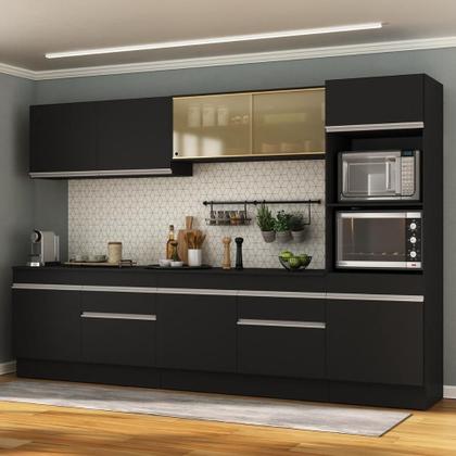 Imagem de Armário De Cozinha Completa 5 Peças Com Rodapé Mp2175 Made Multimóveis Preto/branco Preto/branco