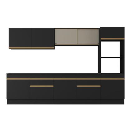 Imagem de Armário De Cozinha Completa 5 Peças Com Rodapé Mp2175 Made Multimóveis Preto/dourado Preto/dourado