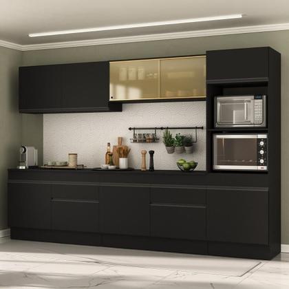 Imagem de Armário De Cozinha Completa 5 Peças Com Rodapé Mp2175 Made Multimóveis Preto Preto