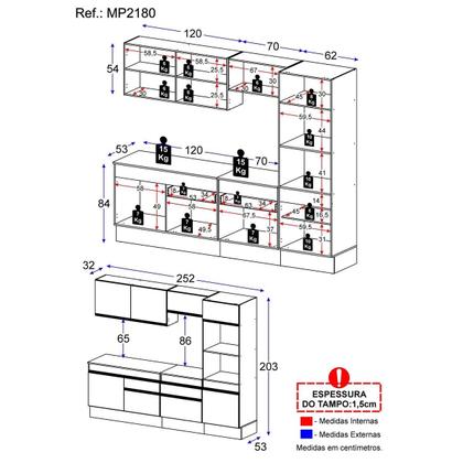 Imagem de Armário de Cozinha Completa 5 peças com Rodapé MP2180 Made Multimóveis