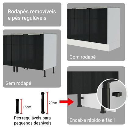 Imagem de Armário de Cozinha Completa 566cm Branco/Preto Lux Madesa 01