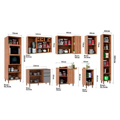 Imagem de Armário de Cozinha Completa 8 Peças sem tampo de 120 Vanilla com Cinza Puro Isa Luciane Móveis