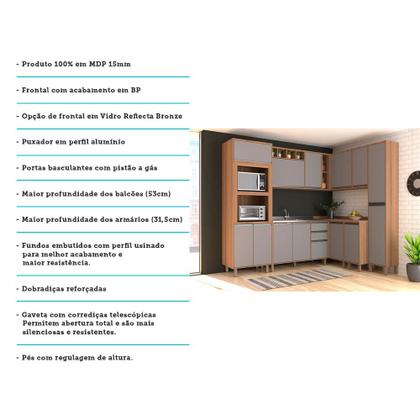 Imagem de Armário de Cozinha Completa 8 Peças sem tampo de 120 Vanilla com Cinza Puro Isa Luciane Móveis