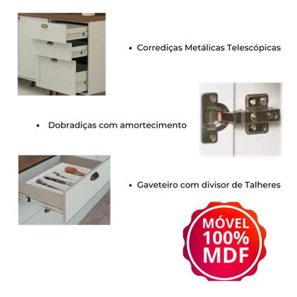 Imagem de Armário de Cozinha Completa Americana 7 peças Ayla 59 Iluminata Genialflex