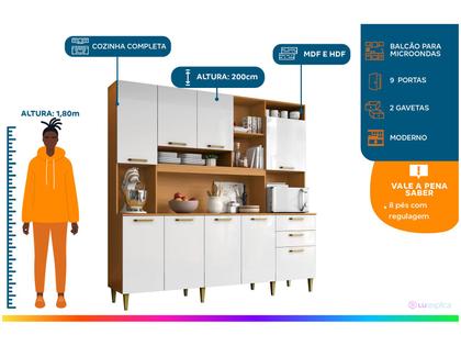 Imagem de Armário de Cozinha Completa Aramóveis Kit Mega 9 Portas 2 Gavetas
