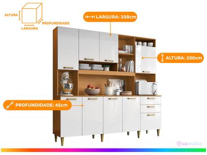 Imagem de Armário de Cozinha Completa Aramóveis Kit Mega 9 Portas 2 Gavetas