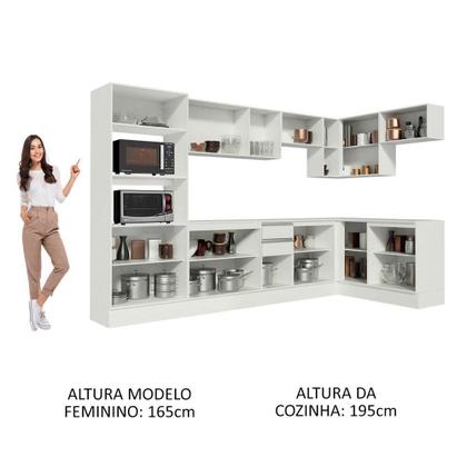 Imagem de Armário de Cozinha Completa Canto 100% MDF 448cm Smart Madesa B01
