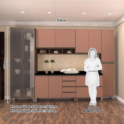 Imagem de Armário de Cozinha Completa com 6 Peças e Tampo Jade Luciane Móveis